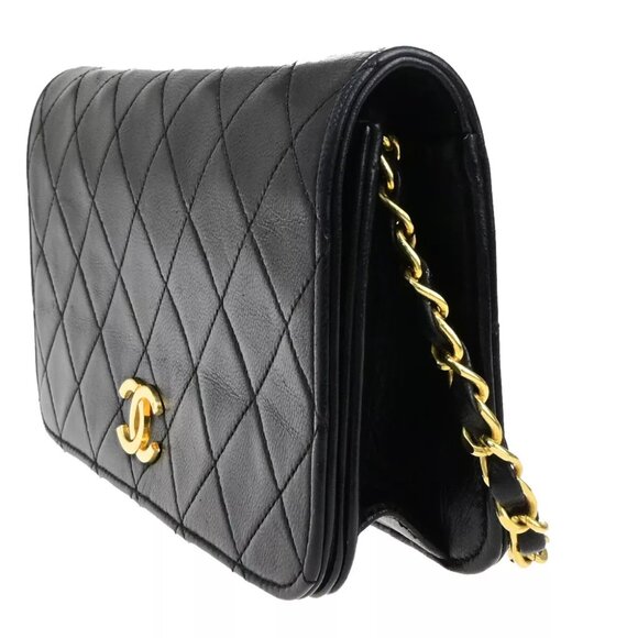 CHANEL CC Mini Matelasse Full Flap Chain Shoulder Bag Leather Black GHW 660RK817 - Picture 4 of 14